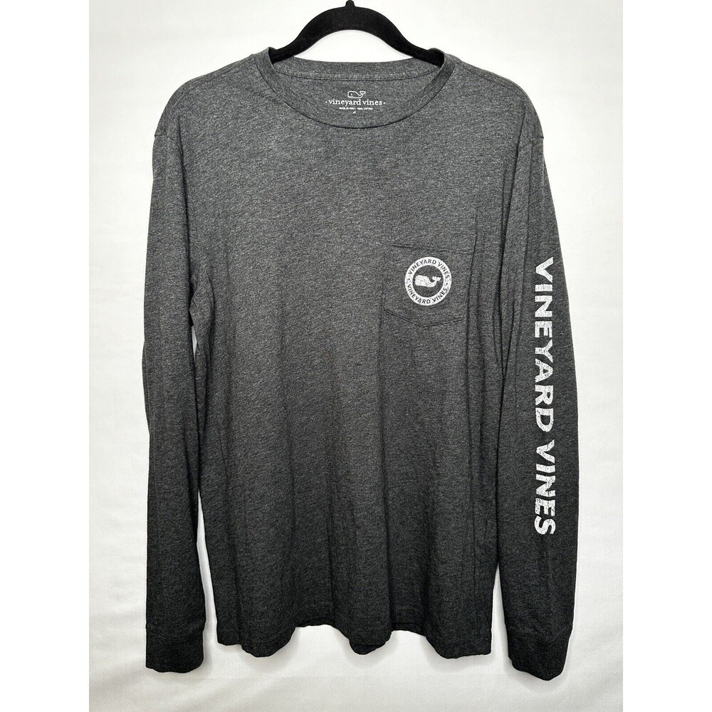 Vineyard Vines Long Sleeve Shirt Dark Gray‎ Whale Logo Cotton Men’s Size Small